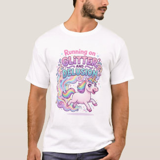 Camiseta Unicorn Running on Glitter and Delusion Charming M