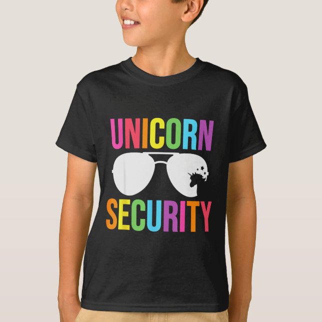 Camiseta Unicorn Security Birthday Family Halloween Costume (Frente)
