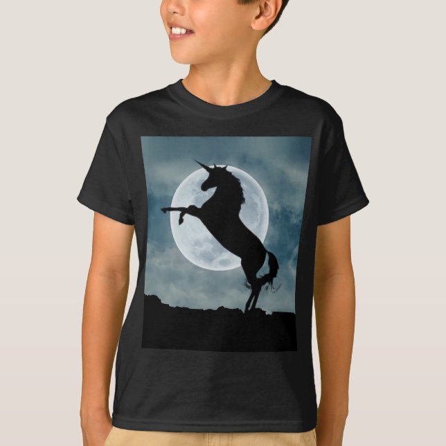 Camiseta Unicorn Silhouette Full Moon Night Sky, ZKOA (Frente)