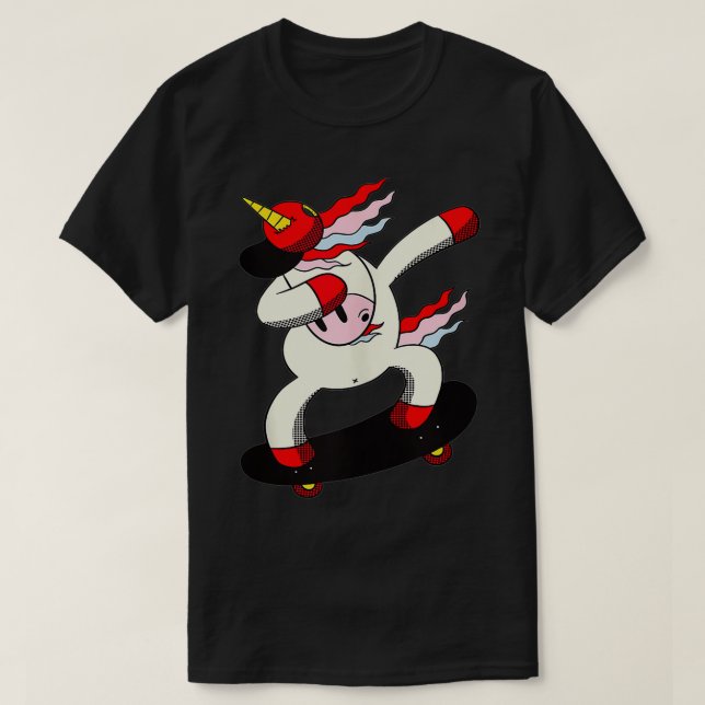 Camiseta Unicorn Skateboard Dabbing Skater Roll Festa S (Frente do Design)