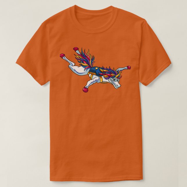Camiseta Unicorn Skydiving Free Fall Skydiver Parachuting U (Frente do Design)