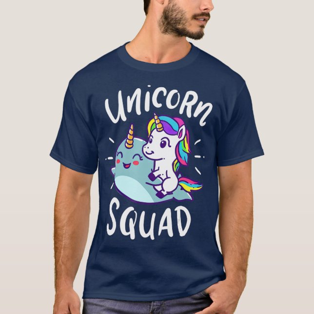 Camiseta Unicorn Squad Narwhal Festa de Aniversário Engraça (Frente)