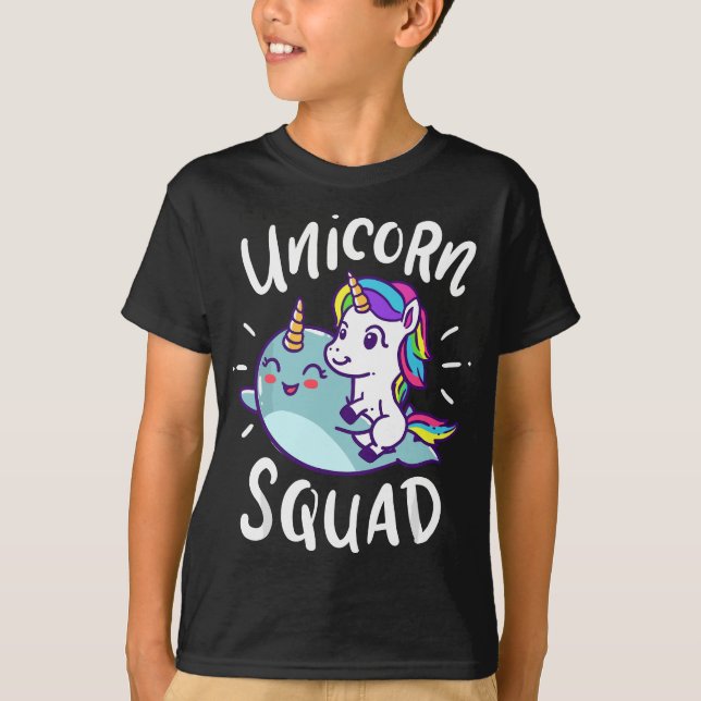 Camiseta Unicorn Squad Narwhal Funny Cute Birthday Party Pr (Frente)