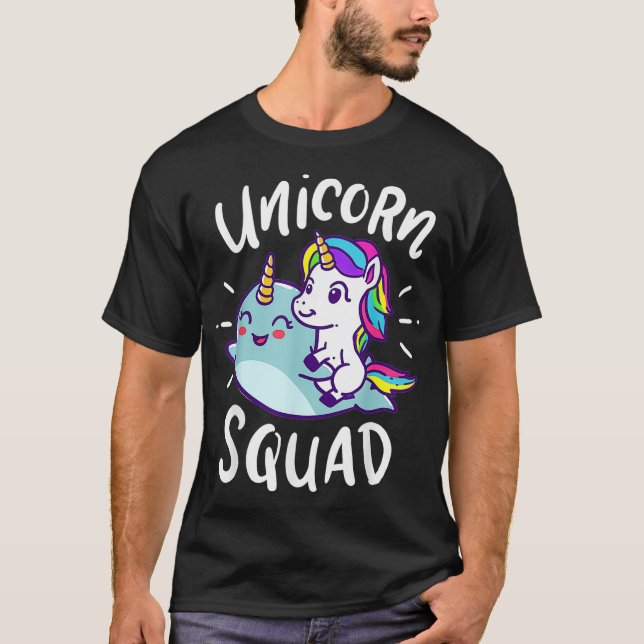 Camiseta Unicorn Squad Narwhal Funny Cute Birthday Party Pr (Frente)