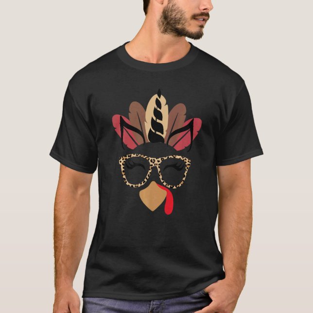 Camiseta Unicorn Turquia Enfrenta Obrigado de Óculos-Leopar (Frente)