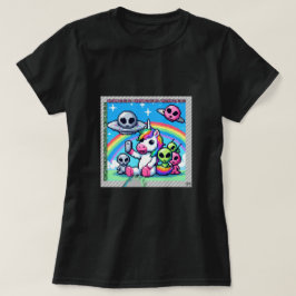 Camiseta Unicorn UFO Selfie: Terra Quadrada (Arte Pixel) #3