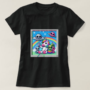 Camiseta Unicorn UFO Selfie: Terra Quadrada (Arte Pixel) #3