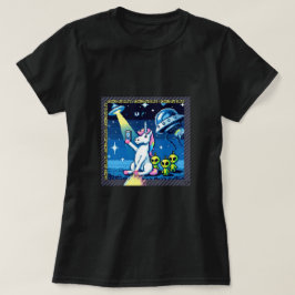 Camiseta Unicorn UFO Selfie: Terra Quadrada (Arte Pixel) #4