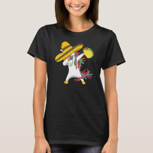 Camiseta Unicorn Vestindo Máscara Cinco De Mayo Mexicano Fe