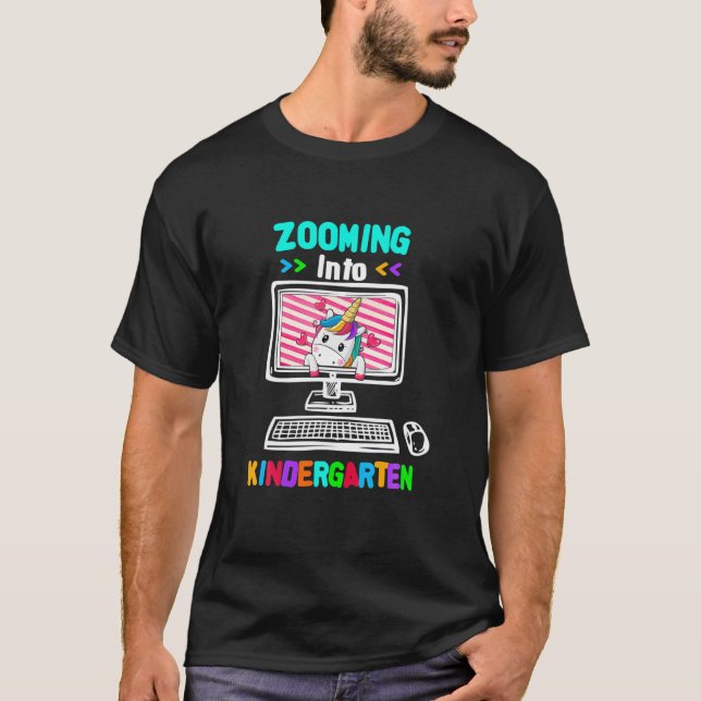 Camiseta Unicorn Virtual Back To School Zooming In Kinder (Frente)