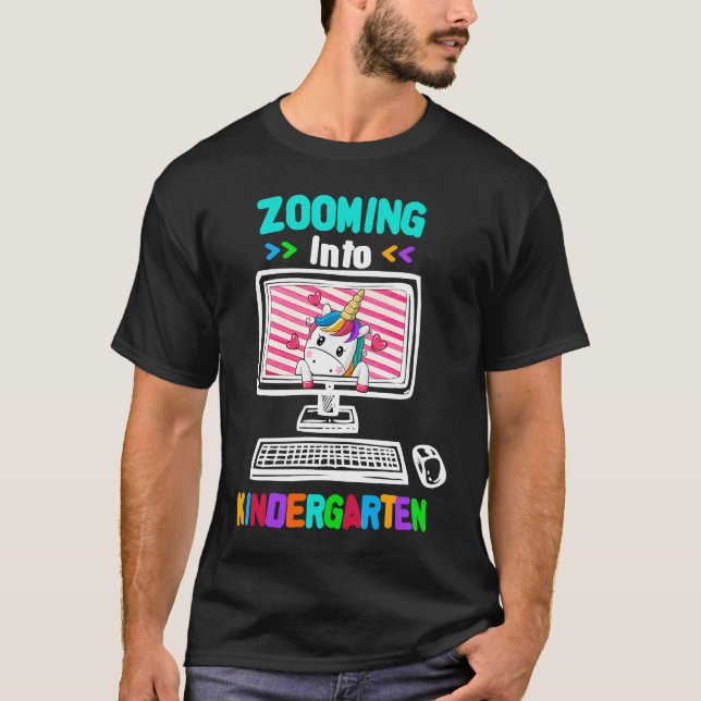 Camiseta Unicorn Virtual Back to School Zooming In Kinder (Frente)