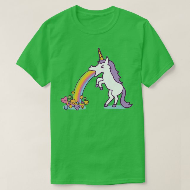 Camiseta Unicorn Vomita Funny Rainbow Cavalo Mítico (Frente do Design)