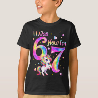 Camiseta Unicorn was 6 7 six seven 7th bday birthday girl