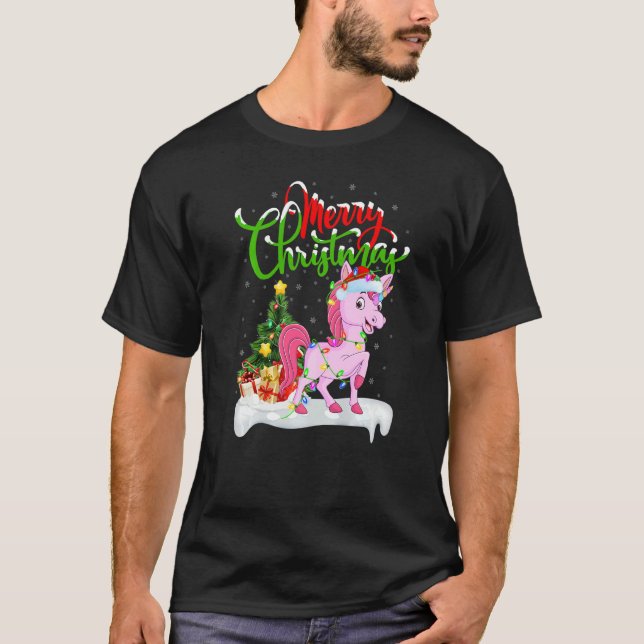 Camiseta Unicorn  Xmas Decorations Santa Unicorn Christmas (Frente)