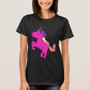 Camiseta Unicorn Yseta Rosa Patriótica EUA Sinalizador Mane
