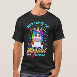 Camiseta Unicórnio 100 Dias de Aprendizado Mágico Feliz 100