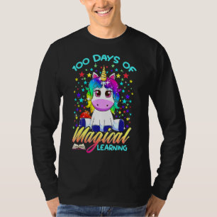 Camiseta Unicórnio 100 Dias de Aprendizado Mágico Feliz 100