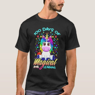 Camiseta Unicórnio 100 Dias de Aprendizado Mágico Feliz 100