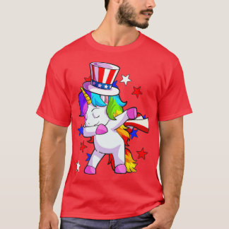 Camiseta Unicórnio 4 de julho Mulheres Toddler Meninas Amer