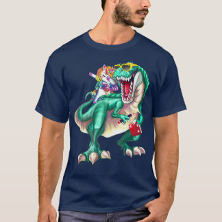 Camiseta Unicórnio Andando Dinossauro Vestindo Escola de Óc