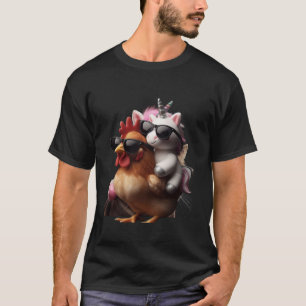 Camiseta Unicórnio Andando Galinha Meninas Mulheres Criança