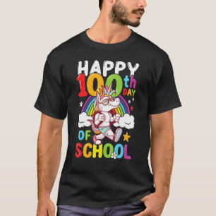 Camiseta Unicórnio Arco-Íris 100º Dia de Escola 100 Dias
