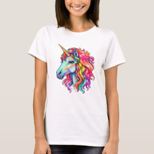 Camiseta unicórnio arco-íris colorido