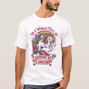 Camiseta Unicórnio Arco-Íris Estrelas Comuns