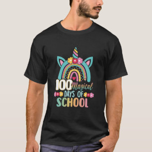 Camiseta Unicórnio Arco-Íris Feliz 100º Dia De Escola