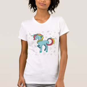 Camiseta Unicórnio Azul com Doodles