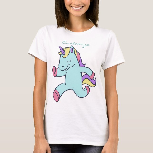 Camiseta Unicórnio Azul Correndo Thunder_Cove (Frente)