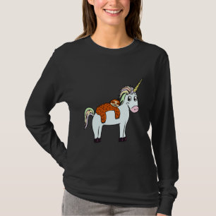 Camiseta Unicórnio Bonito Com Lama Dormindo