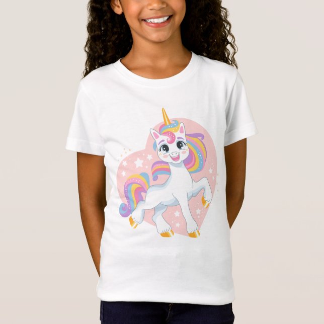 Camiseta unicórnio bonito no coração (Frente)