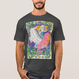 Camiseta unicórnio branco fantasma voando com fada