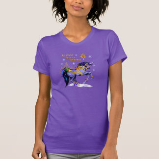 Camiseta Unicórnio brilhante do Natal