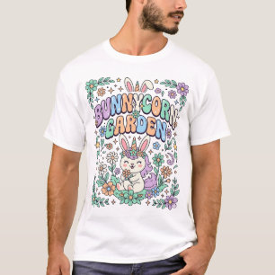 Camiseta Unicórnio Bunnycorn Jardim Kawaii Tipografia Desig