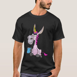 Camiseta Unicórnio Burro Engraçado Mal-Humorado Com Pullov