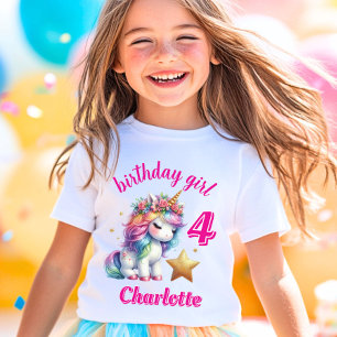 Camiseta Unicórnio cintilante estrela mágica Aniversário de