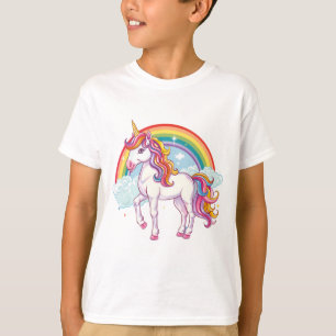 Camiseta Unicórnio Colorido com Arco-íris – Desenho Animado