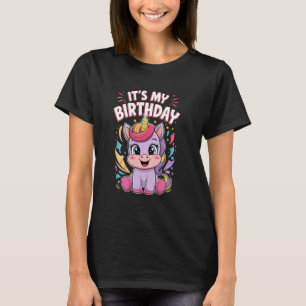 Camiseta Unicórnio Colorido Fofo, Celebração Mágica de Aniv