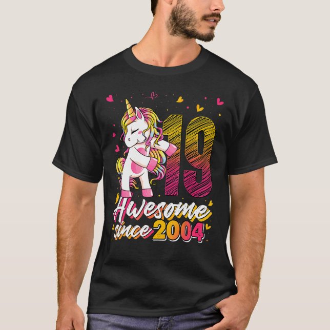 Camiseta Unicórnio Com 19 Anos Foscando 19º Aniversário Úni (Frente)