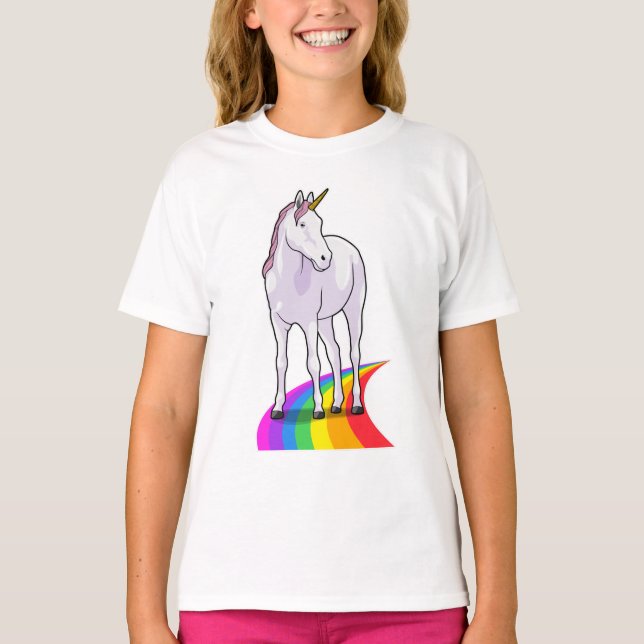 Camiseta Unicórnio com arco-íris (Frente)