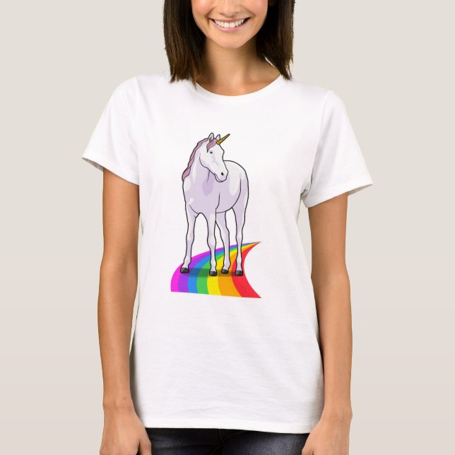 Camiseta Unicórnio com arco-íris (Frente)