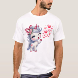 Camiseta Unicórnio com Corações – Unicórnio do Amor Kawaii