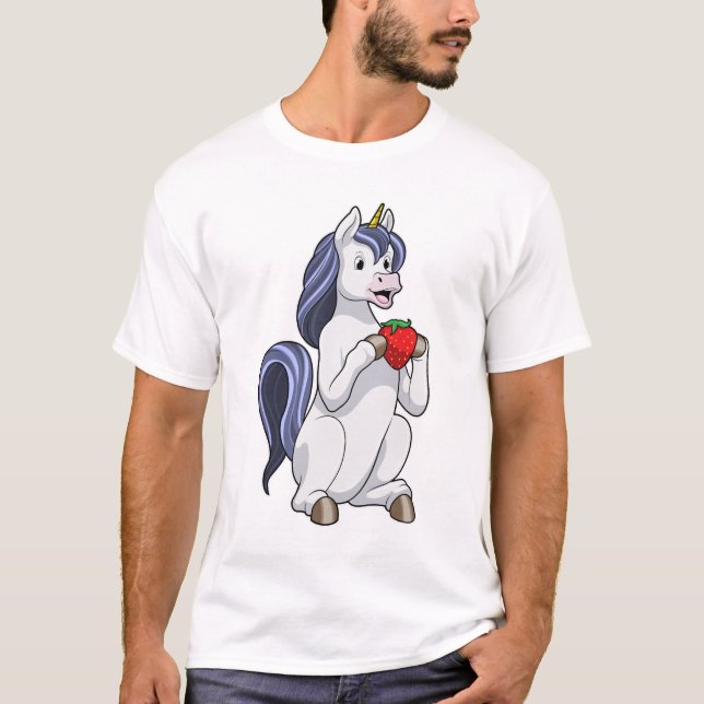 Camiseta Unicórnio com Fruta de morango (Frente)