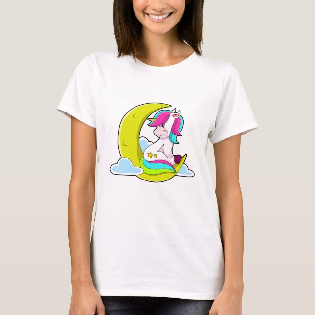 Camiseta Unicórnio com Nuvens & Lua (Frente)