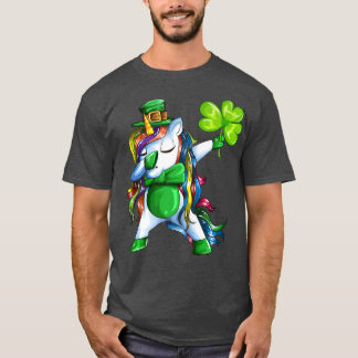 Camiseta Unicórnio Com Shamrock Lucky Charm Dabbing