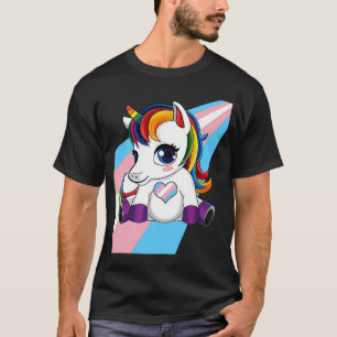 Camiseta Unicórnio com Transgender Color Heart LGBTQ Transg