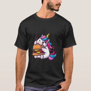 Camiseta Unicórnio come Burger Funny Fast Comida America Lo