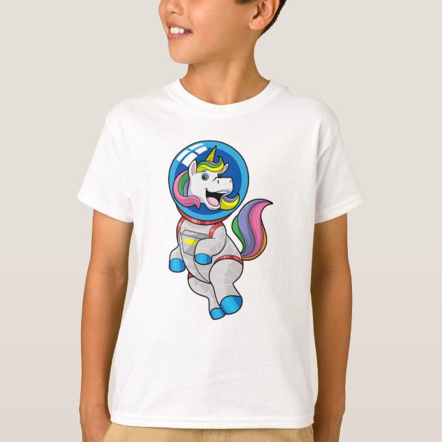 Camiseta Unicórnio como astronauta no espaço (Frente)